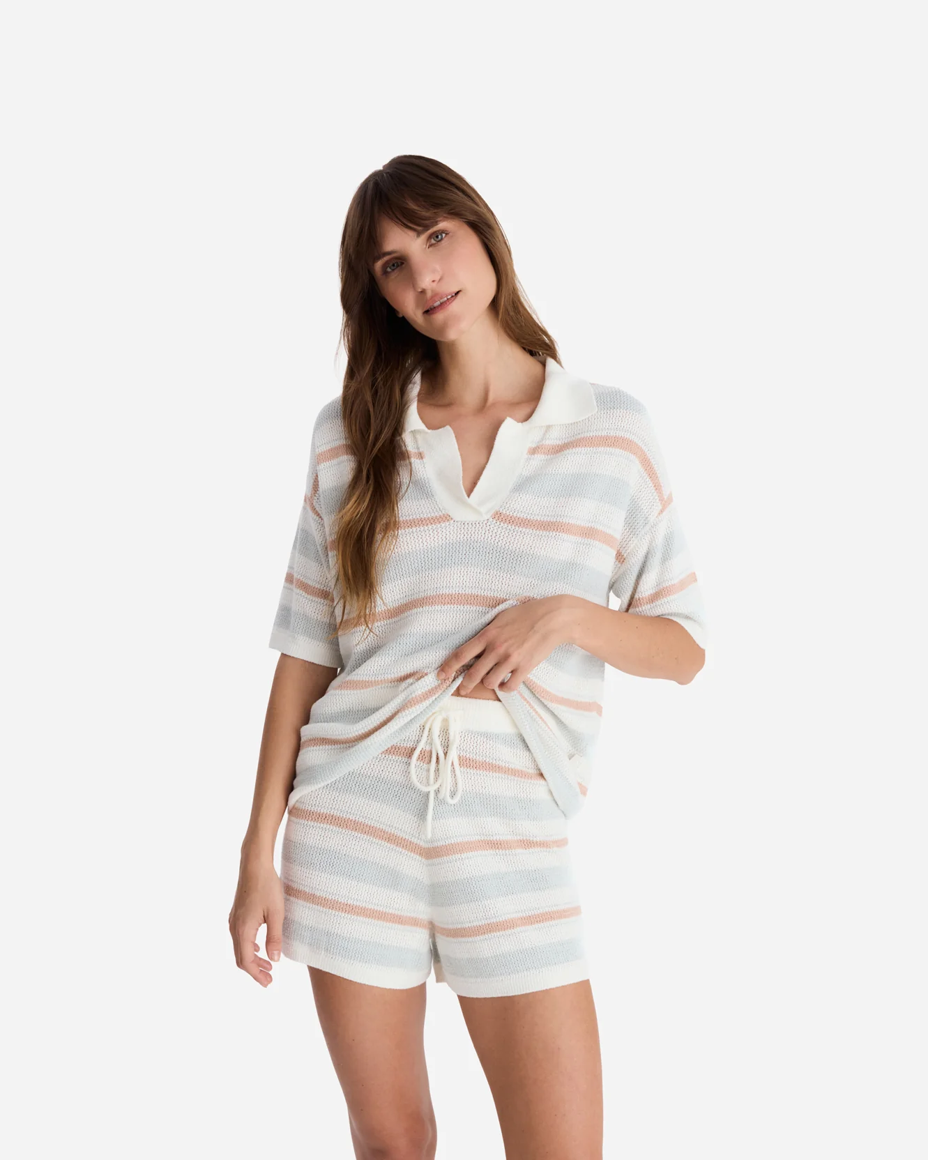 Lido Stripe Cloud Crochet Polo Shirt - Image 3