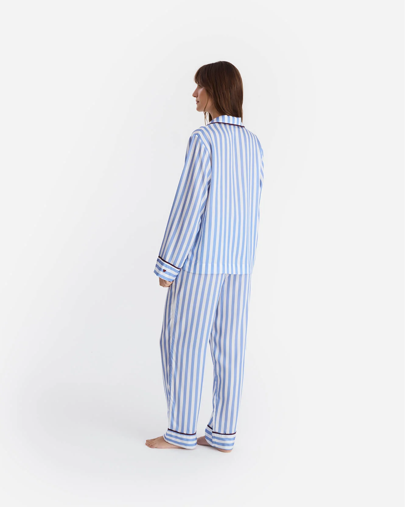 Silky Lyocell Lovely Stripes Long Pajama Set - Image 3