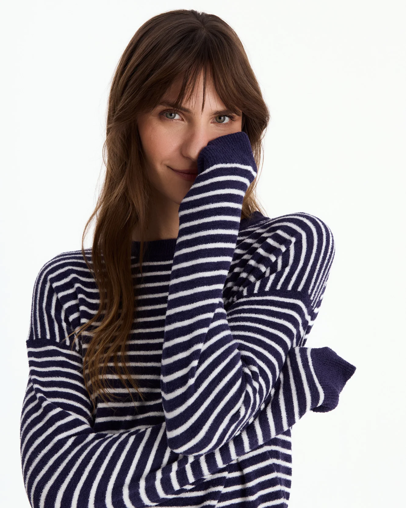 Striped Cloud Cool Light Cropped Sweater - Image 5