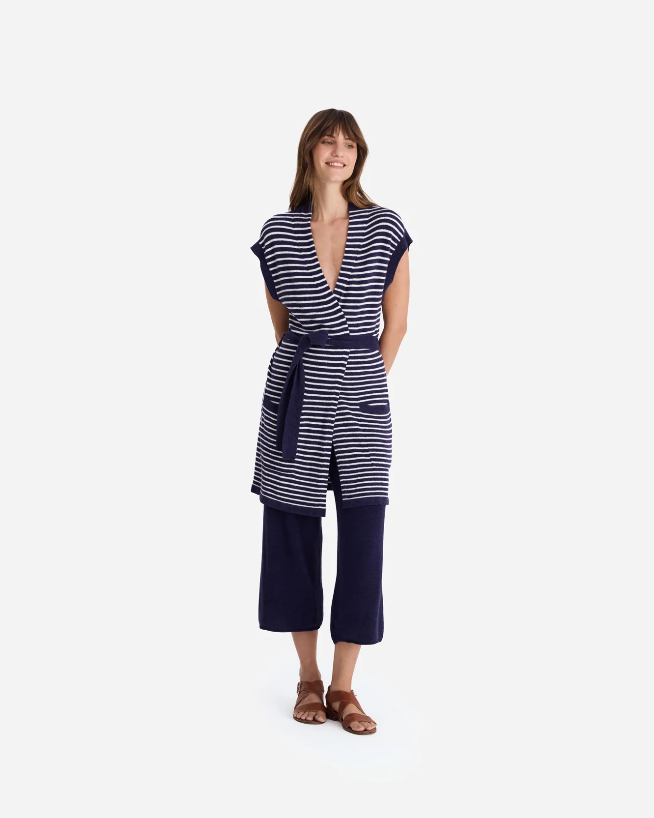 Striped Cloud Cool Light Short Cardigan - Image 4