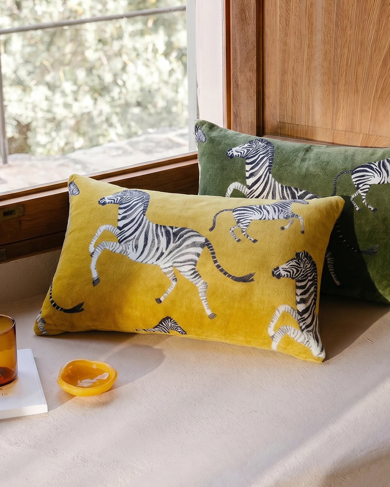Velvet Watercolor Zebra Small Lumbar Pillow - Image 11